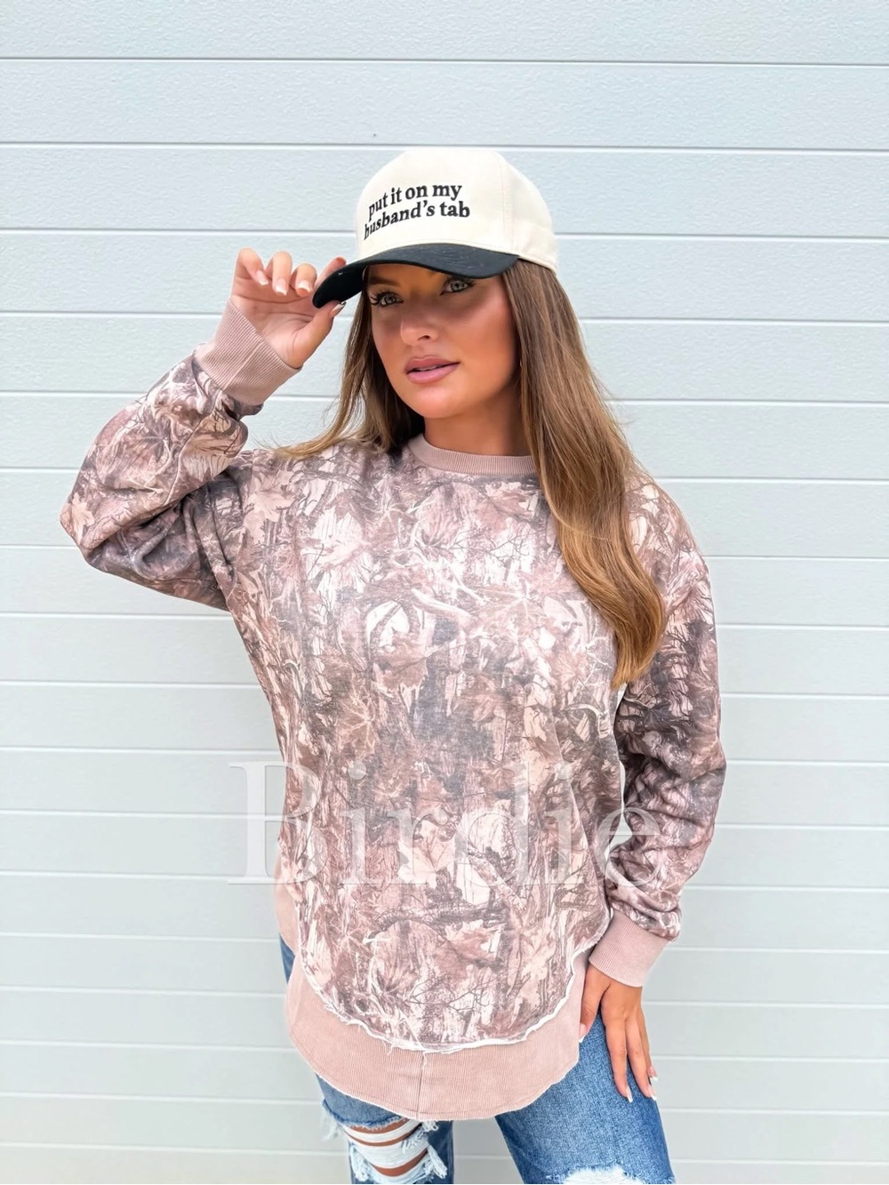 Birdies Mauve Camo Crewneck Sweatshirt